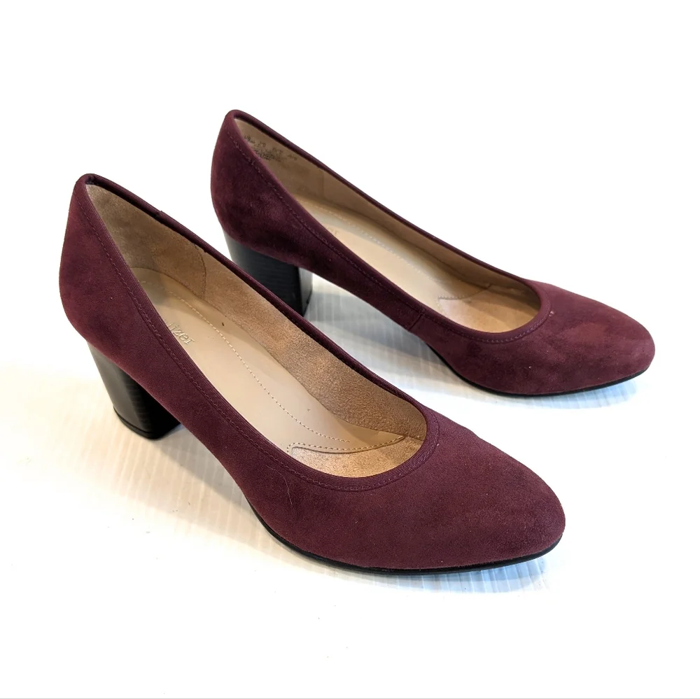 NATURALIZER Naomi Women's Burgandy Faux Suede Heeled Pumps Size 8.5